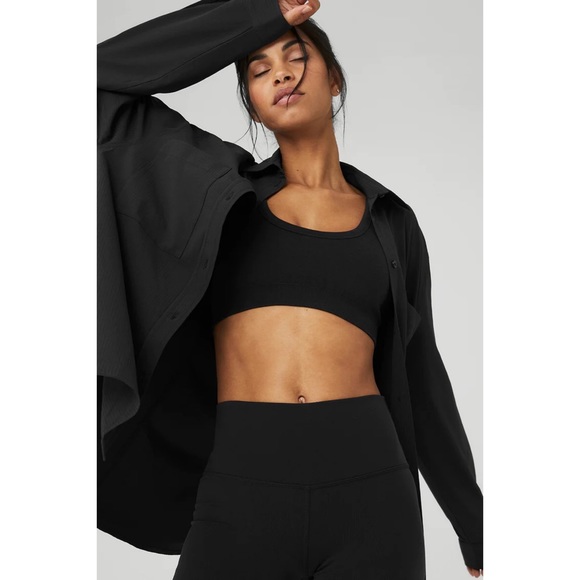 Alo Yoga Dreamscape Button Down Long Sleeve Black L - Picture 6 of 11